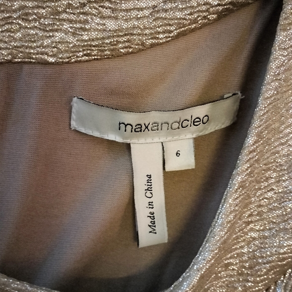 Max & Cleo Gold Dress 100% Polyester Size 6 - Picture 4 of 7